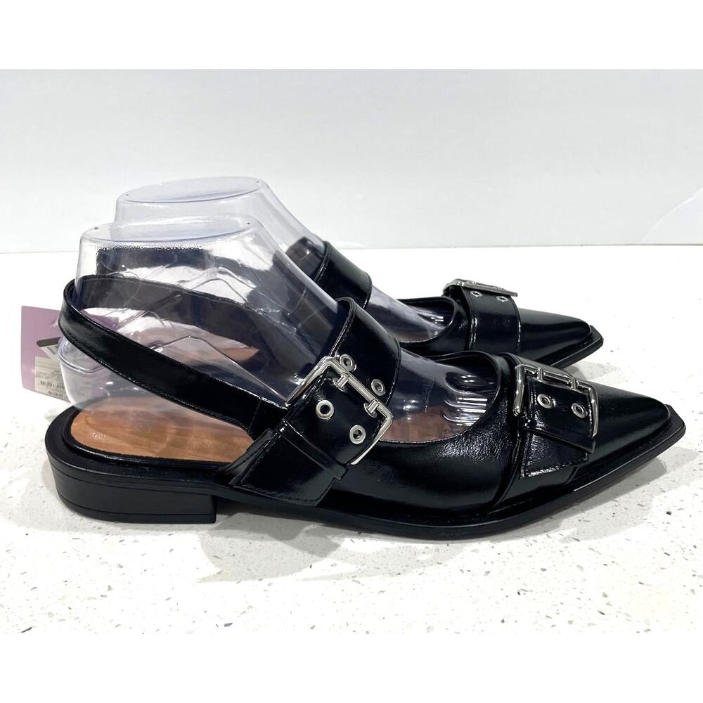 Slingback Flats Peyton Double Buckle Black Sz 8.5 NWT - Wild Fable -
